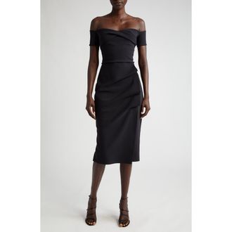 La Petite Robe Di Chiara Boni Selandre Off the Shoulder Sheath Cocktail Dress in 37 Black at Nordstrom Rack, Size 2 Us / 38 It