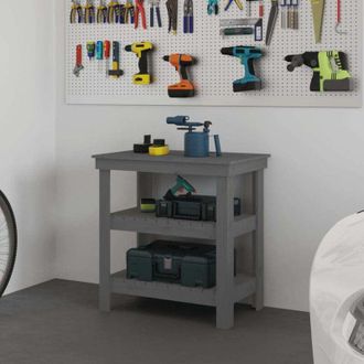 vidaXL Vidaxl - Banco De Trabajo De Madera Maciza De Pino Gris 78,5x50x80 Cm