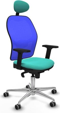 Piqueras y Crespo Jorquera Sincro Malla Azul Similpiel Turquesa Brazos 2d Base Aluminio Cabecero Fijo Ruedas 65mm Engomada