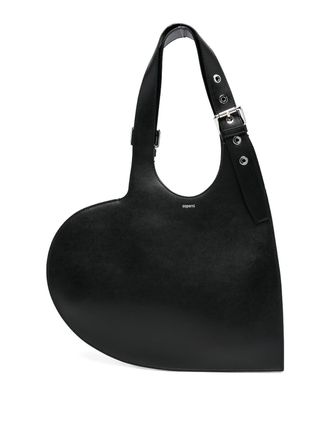 Coperni Black Leather Heart-Shaped Shoulder Bag