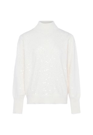 Faina Gebreide trui met pailletten Dames wolwit