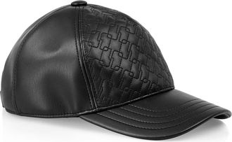Marc Cain Cap in Lederoptik - unisex - Petten - Zwart - ONE Size - Katoen - Accessoires