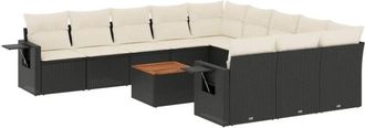 vidaXL Set De Sof&aacute;s De Jard&iacute;n 12 Piezas Cojines Rat&aacute;n Sint&eacute;tico Negro Vidaxl