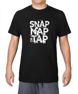 Generic Snap Nap Or Tap - Mens 100% Organic Cotton T-Shirt - Deep Black - Medium