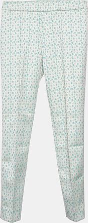 Max Mara Green Floral Jacquard Tapered Leg Trousers