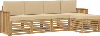 vidaXL Conjunto De Sof&aacute;s De Exterior 5 Uds. Y Beige Poli&eacute;ster Vidaxl