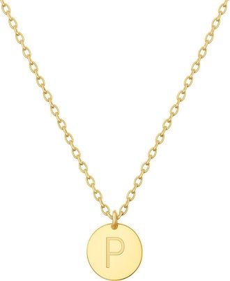 House of Frosted Initial Pendant Necklace in Yellow Gold - P at Nordstrom Rack, Size 16
