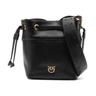 Pinko Mini Secchiello Love Birds Schoudertas - Dames - Schoudertassen - Zwart - ONE Size - Tassen