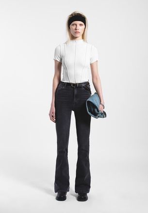 Dr. Denim Moxy High Flare Jeans in Dark Grey Mist at Nordstrom, Size X-Small