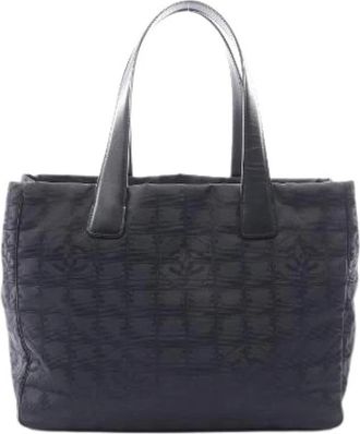Chanel Pre-owned New Travel Line Nylon Canvas Leather Tote Bag - Dames - Vintage Shopper - Zwart - ONE Size - Nylon - Vintage