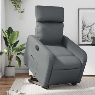 vidaXL Sill&oacute;n Reclinable Elevable Cuero Artificial Gris Vidaxl