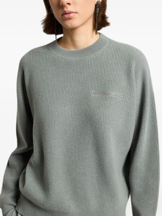 PESERICO Womens Ribbed-Knit Chain-Detail Jumper Aw26 W