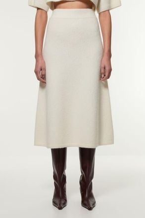 Karen Millen Alpaca Wool Fluffy Full Knit Skirt in Ivory at Nordstrom, Size X-Small