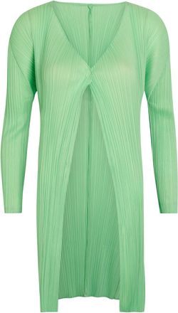 Pleats Please Issey Miyake Pleated Woven Coat - Light Green - 3