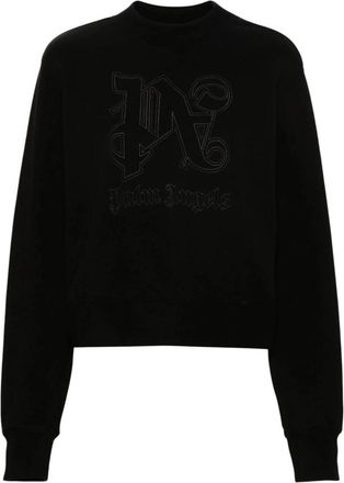 Palm Angels Monogram Statement Sweatshirt - Dames - Sweatshirts - Zwart - S - Katoen - Hoodies & sweatvesten