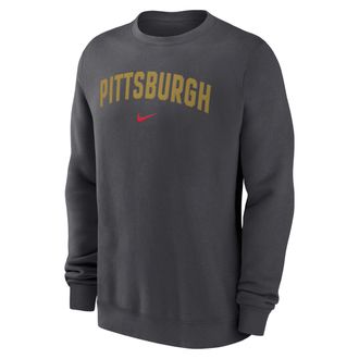 Nike Pittsburgh Pirates 2-Hit Nike Mens MLB Pullover Crew in Grey | NKPU06FPTB-JST