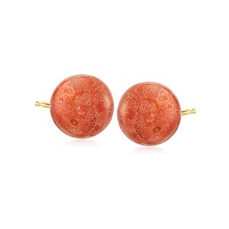 Ross-Simons Coral Stud Earrings in 14kt Yellow Gold