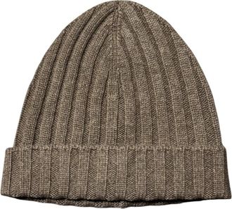 Gran Sasso Ribbed Cashmere Beanie - Heren - Hoeden - Bruin - ONE Size - Kasjmier - Accessoires