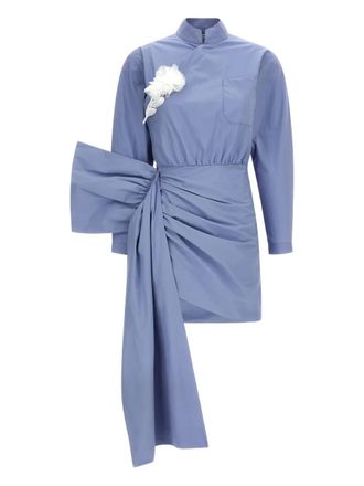 Self Portrait tie side bow mini dress - Blue