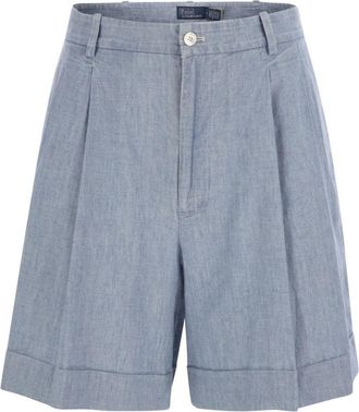 Polo Ralph Lauren Pleated Cotton Chambray Shorts