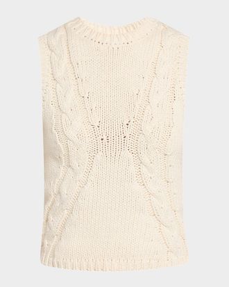 Naadam Crewneck Cable-Knit Cotton Tank