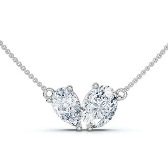 Pompeii3 1.90Ct Heart to Heart Diamond Pendant 14k Gold Womens 18 Necklace Lab Grown