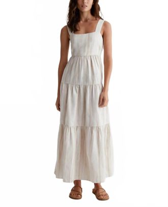 AG - Adriano Goldschmied Audree Relaxed Linen Maxi Dress In Brush Strokes Beige Multi
