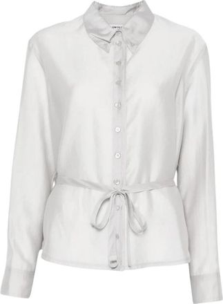 Low Classic Transparante Blouse met Plooitjes - Dames - Overhemden - Grijs - L - Polyester - Overhemden