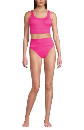Lands End Tugless Tankini Top and High Waisted Bottom Swimsuit Set in Pink Ottoman at Nordstrom, Size Xx-Small