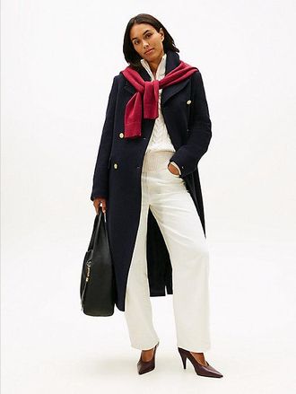 Tommy Hilfiger Abrigo largo entallado en mezcla de lana