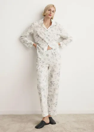 Mango Camicia pigiama cotone stampa floreale blu inchiostro - Donna - M - MANGO