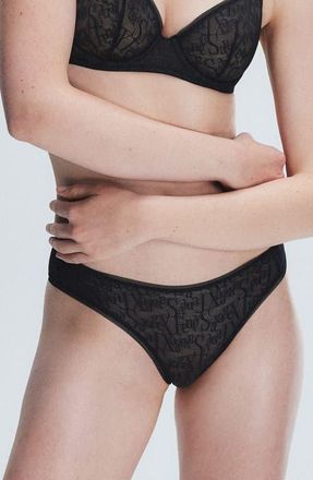 Savage x Fenty Signature Script Cheeky Briefs in Black Caviar at Nordstrom, Size X-Large