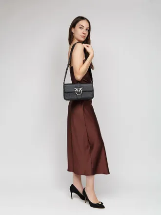 Pinko Womens Crossbody Bag Black Leather - Crossbody-Bags