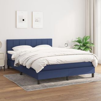 vidaXL Cama Box Spring Con Colch&oacute;n Tela Azul 140x190 Cm Vidaxl