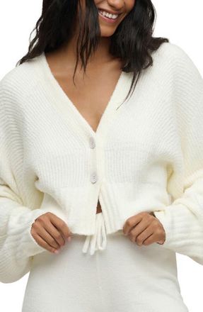 Barefoot Dreams CozyChic Lite Crop Cardigan in Pearl at Nordstrom, Size X-Large