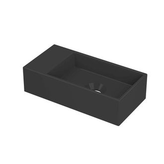 Bernacchini Versus Fontein - 36x18x9cm - wasbak rechts - 0 kraangaten - porselein zwart mat