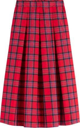 Boden Verity Tartan Midi Skirt in Red Navy/Purple Brand Check at Nordstrom, Size 16