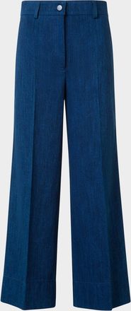 Akris Signature Dot Application Denim Wide Leg Pants