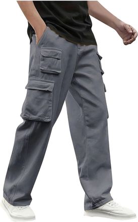 Generic Cargo Trousers for Men Joggers Bottoms Casual Elasticated Waist Stretchy Tactical Work Trousers Lightweight Sweatpants with Pockets Outdoor Combat Pan