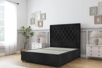 Sloomy Montana Naples Divan Bed Base 2 Drawers Same Side - 54 Headboard in Black | Size: Small Single