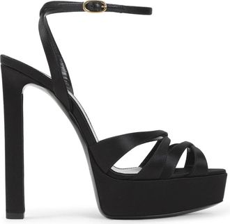 Saint Laurent Chandelle 110 Sandalen - Dames - Sandalen met hakken - Zwart - 40 EU - Leer - Schoenen