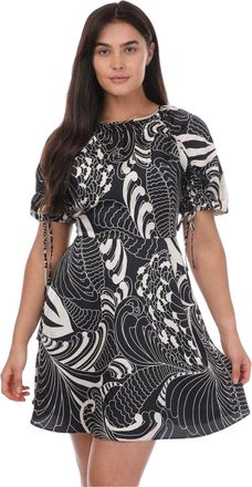Ted Baker Dames/Dames Faridda Gedrukte Mini Jurk met Pofmouwen (Zwart)