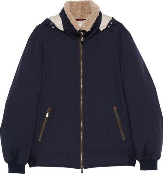 Brunello Cucinelli Shearling-collar Hooded Jacket