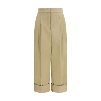 Max Mara Broeken, Dames, Beige, S, Katoen, Bronzo Broek
