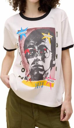 Daydreamer Elton John 1973 Pop Art Oversized Ringer Tee In Vintage White