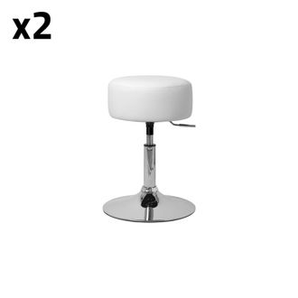 ML Design 2x taburetes de maquillaje acero cromado blanco &oslash; 33cm