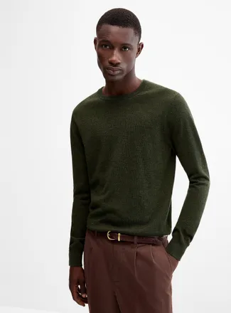 Le 31 Mens Responsible merino wool crew-neck sweater