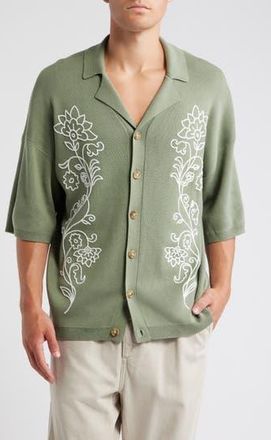 Topman Floral Embroidered Polo in Light Green at Nordstrom Rack, Size Xx-Large