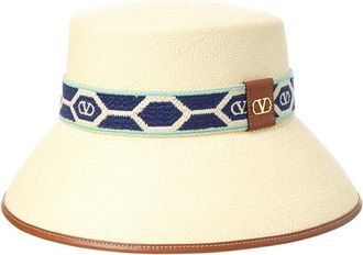 Valentino Antibes Logo Plaque Leather-Trim Bucket Hat
