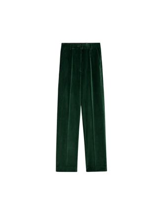 Pence Viola Forest-Green Velvet Wide-Leg Pants